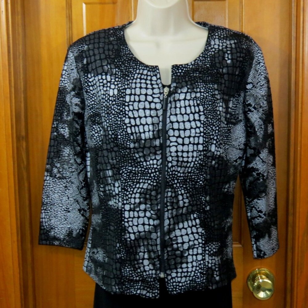 Artex Silver & Black Unlined Jacket/Top Zip Snakeskin Size Small